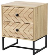 Μεταλλικό - Ξύλινο Κομοδίνο με 2 Συρτάρια 48 x 39.5 x 60 cm HOMCOM 831-259 831-259