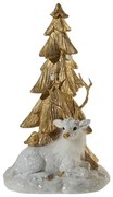 Χριστουγεννιάτικο Διακοσμητικό Δέντρο Με Τάρανδο Polyester Λευκό-Χρυσό 12,5x12x20εκ. Zen Collection 25.42.51973