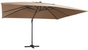 vidaXL Ομπρέλα Κήπου Κρεμαστή Taupe 400x300 εκ. Ιστός Αλουμινίου &amp; LED
