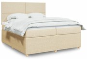 vidaXL Κρεβάτι Boxspring με Στρώμα Κρεμ 200x200 εκ. Υφασμάτινο