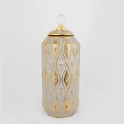 Βάζο Με Καπάκι Κεραμικό Χρυσό-Γκρι 14,8x14,8x32,8εκ. ESTHETI 752-20023