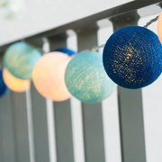 “WOVEN BALL FAIRY LIGHTS” ΜΠΛΕ &amp; ΑΣΠΡΗ ΜΠΑΛΑ 20 LED ΛΑΜΠΑΚ ΣΕΙΡΑ ΜΠΑΤΑΡ(2xΑΑ) ΘΕΡΜΟ ΛΕΥΚΟ IP20 ACA XR20WW2A