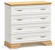 Συρταριέρα Jaden 4ων συρταριών golden oak-λευκό antique 93,5x39x88,5εκ