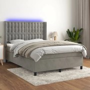 ΚΡΕΒΑΤΙ BOXSPRING ΜΕ ΣΤΡΩΜΑ &amp; LED ΑΝ.ΓΚΡΙ 140X200 ΕΚ. ΒΕΛΟΥΔΙΝΟ 3139805