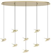 Κρεμαστό Φωτιστικό Οροφής 8xLED 4,2W Πουλιά Οβάλ Dimmable Paratebueno Eglo 390397 Ορείχαλκος