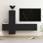 vidaXL Έπιπλα Τηλεόρασης Σετ 3 Τεμαχίων Μαύρο από Μοριοσανίδα