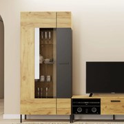 Βιτρίνα Santes Χρυσό Δρυς-Γραφίτης 90x42x197.5cm TO-SANTES1W1DHIGH