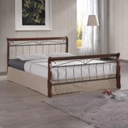 Κρεβάτι διπλό Verpen καρυδί rubberwood-μαύρο μέταλλο 150x190εκ 103.5x200x102 εκ.