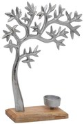 Κηροπήγιο Tree 934-123-006 23x8x31cm Nickel-Natural Ξύλο,Αλουμίνιο