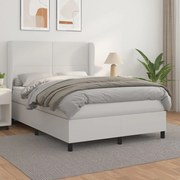 Κρεβάτι Boxspring με Στρώμα Λευκό 140x190εκ.από Συνθετικό Δέρμα - Λευκό