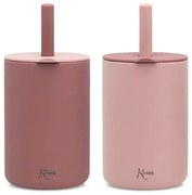 Ποτήρια Εκπαιδευτικα 180ml Με Καλαμάκι (Σετ 2τμχ) Kiokids Ροζ 3508