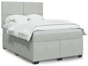 vidaXL Κρεβάτι Boxspring με Στρώμα Ανοιχτό Γκρι 140x200 εκ. Βελούδινο