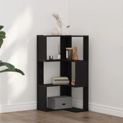 vidaXL Γωνιακή Βιβλιοθήκη 3-Ράφια Μαύρη Δρυς 50x50x102 εκ. Κατασκευασμένο Ξύλο