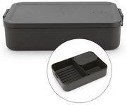 Κουτί τροφίμων Brabantia Make&Take 1006290, 2 l, Με διαχωριστικά, Στεγανό κλείσιμο, Χωρίς BPA, Σκούρο γκρι