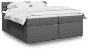 Κρεβάτι Boxspring με Στρώμα Σκούρο Γκρι 200x200 εκ. Υφασμάτινο - Γκρι