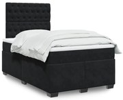 vidaXL Κρεβάτι Boxspring με Στρώμα Μαύρο 120 x 200 εκ. Βελούδινο