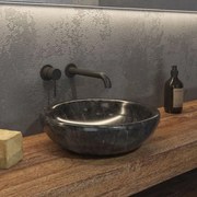 Νιπτήρας Επικαθήμενος Πέτρινος Sora Black Φ40x12cm Karag Πέτρα