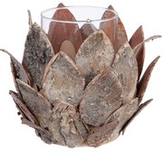 Φανάρι Καταιγίδας Tenon "Cone" Ξύλο Ecru PU 4 H. 15 cm D. 18 cm