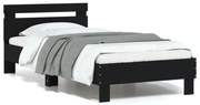 vidaXL Πλαίσιο Κρεβατιού με Κεφαλάρι &amp; λυχνίες LED Μαύρο 75 x 190 εκ.