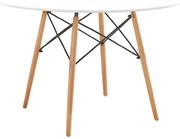 WOODWELL Ε7084,1ART Wood Τραπέζι Τραπεζαρίας Κουζίνας, Πόδια Οξιά Φυσικό, Επιφάνεια MDF Άσπρο Φ120cm H.71cm Ε7084,1
