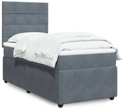 vidaXL Κρεβάτι Boxspring με Στρώμα Σκούρο Γκρι 100x200 εκ. Βελούδινο