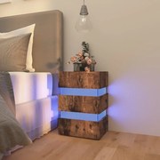 Κομοδίνο με LED Καπνιστή Δρυς 45x35x67 εκ. Επεξεργασμένο Ξύλο 326848