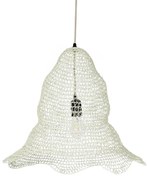 01889 GloboStar®  KENTUCKY 01889 Vintage Κρεμαστό Φωτιστικό Πλέγμα Μονόφωτο 1 x E27 IP20 Λευκό Μέταλλο - Μ50 x Π50 x Υ48cm