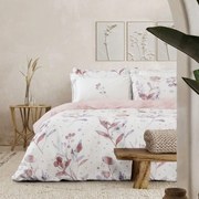 Σεντόνια Caprice Με Λάστιχο (Σετ 4τμχ) White-Pink Nima Υπέρδιπλo 160x232cm 100% Βαμβάκι