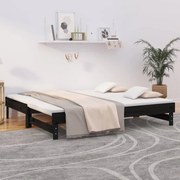 Καναπές Κρεβάτι Συρόμενος Μαύρος 2x(90x190) εκ. από Μασίφ Πεύκο 823393