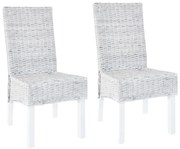 vidaXL Καρέκλες Τραπεζαρίας 2 τεμ. Αν. Καφέ από Ρατάν Kubu Ξύλο Μαόνι