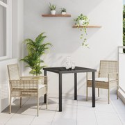 vidaXL Σετ Τραπεζαρίας 3 τεμαχίων με Μαξιλάρια Μπεζ Πολυ Ρατάν