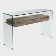 Κονσόλα Glasser Wood EM737 120X40X75 cm Σετ 2τμχ Μελαμίνη,Γυαλί