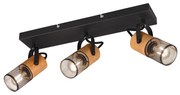 Φωτιστικό Οροφής Ράγα Σποτ Retro Trio Lighting Tosh 804300332 Ξύλο - Μαύρο Ματ