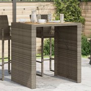 Τραπέζι Μπαρ Κήπου Επιφ. Ακακίας Γκρι 105x80x110εκ. Συνθ. Ρατάν 368697