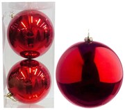 Σετ 2 τεμάχια Χριστουγεννιάτικες Μπάλες Κόκκινες 12cm 237547