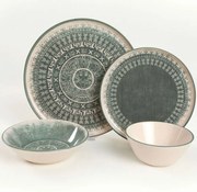 Σερβίτσιο Πιάτα Φαγητού (Σετ 24Τμχ) 275KRM1758 Green-Cream Hermia 24 τμχ Κεραμικό