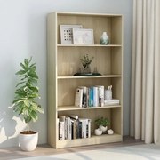 Βιβλιοθήκη με 4 Ράφια Sonoma Δρυς 80x24x142 εκ. Επεξ. Ξύλο 800912