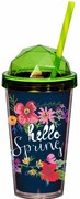 Ποτήρι Με Διπλό Τοίχωμα &amp; Καλαμάκι Hello Spring 540ml Veltihome 16134