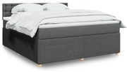 vidaXL Κρεβάτι Boxspring με Στρώμα Σκούρο Γκρι 180x200 εκ Υφασμάτιν