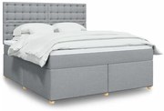 vidaXL Κρεβάτι Boxspring με Στρώμα Ανοιχτό Γκρι 180x200 εκ. Υφασμάτινο