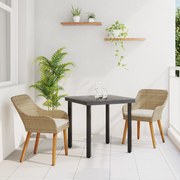 vidaXL Σετ Τραπεζαρίας Κήπου 3 τεμ. Μπεζ Πολυ ρατάν