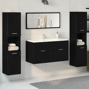 vidaXL σετ επίπλων μπάνιου 4 τεμαχίων Μαύρο Δρυς Επεξεργασμένου Ξύλου