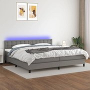 Κρεβάτι Boxspring με Στρώμα &amp; LED Σκ.Γκρι 200x200εκ. Υφασμάτινο