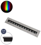 GloboStar UNDERGROUND-REMVI 90193 Χωνευτό Φωτιστικό Wall Washer Δαπέδου LED 12W 1020lm 10° DC 24V Αδιάβροχο IP68 L50 x W9 x H7.2cm RGBW DMX512 - Ανοξείδωτο Ατσάλι - 3 Years Warranty