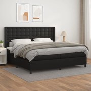 vidaXL Κρεβάτι Boxspring με Στρώμα Μαύρο 200x200 εκ. Συνθετικό Δέρμα