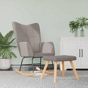 vidaXL Κουνιστή Πολυθρόνα με Σκαμπό Χρώμα Taupe Υφασμάτινη