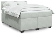 Κρεβάτι Boxspring με Στρώμα Ανοιχτό Γκρι 160x200 εκ. Βελούδινο - Γκρι