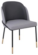 WOODWELL ΕΜ177,2SELECT Καρέκλα Τραπεζαρίας- Κουζίνας, Μέταλλο Βαφή Μαύρο, Pu Ανοιχτό-Σκούρο Γκρι 56x54x78cm ΕΜ177,2