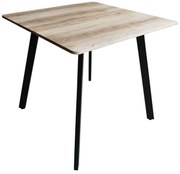 Τραπέζι Squaro pakoworld sonoma mdf με μαύρα μεταλλικά πόδια 80x80x75εκ