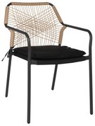 Καρέκλα - Πολυθρόνα TROTTER C5865.11 Γκρί Αλουμινίου με Μπέζ Wicker και Μαύρο Μαξιλάρι 55x61x84 εκ.